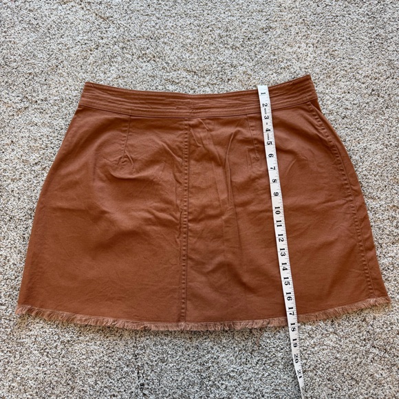 Madewell Frayed Hem Button-down Mini Skirt Sz 14 Burnt Sienna Cottonblend - Picture 7 of 8